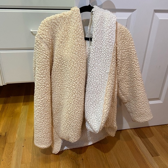 reversible hooded teddy jacket